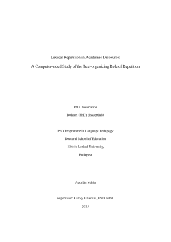 Lexical Repetition in Academic Discourse: A Computer