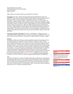 Thomas Jefferson Lesson Plan - Thomas Jefferson Personality