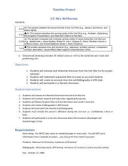 Timeline Project GT: Mrs. McPherson Objectives: Student