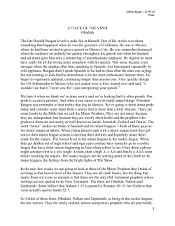 ATTACK OF THE VIPER Obadiah The late Ronald Reagan loved to