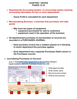 CHAPTER 1 NOTES PAGES 12-16 &bull; Departmental Accounting