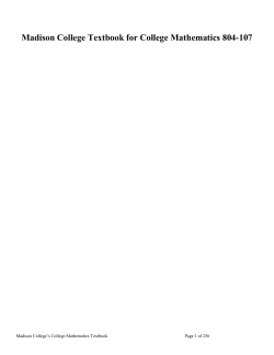 College Mathematics Textbook - Madison Area Technical College