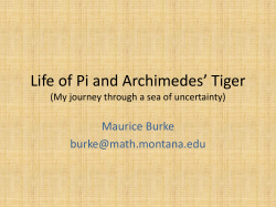 Life of Pi and Archimedes` Tiger - MEA-MFT