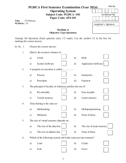 PGDCA First Semester Examination (Year 2014) Operating System