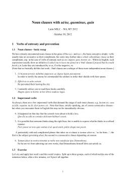 Noun clauses with ut/ne, quominus, quin