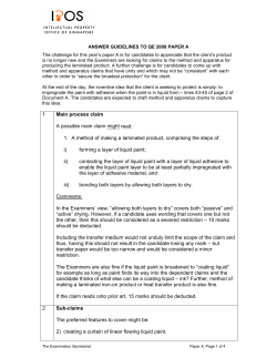 1 Main process claim A possible main claim might read: 1. A method