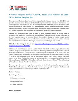 Catalase Enzyme Market Growth, Trend and Forecast to