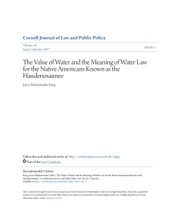 The Value of Water and the Meaning of Water Law for the Native