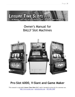 Owner`s Manual for BALLY Slot Machines