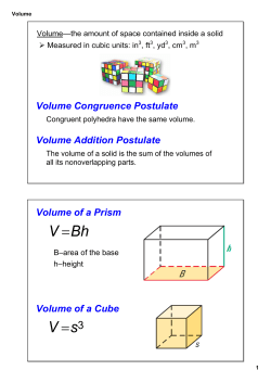 Volume Congruence Postulate Volume Addition