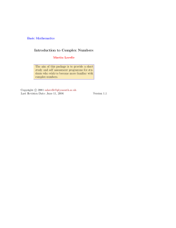 Introduction to Complex Numbers