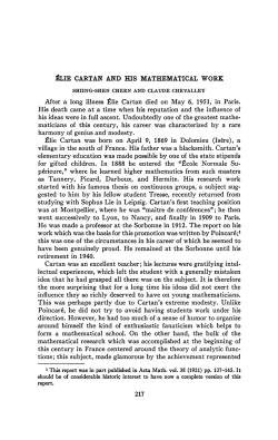 &Eacute;lie Cartan and his mathematical work