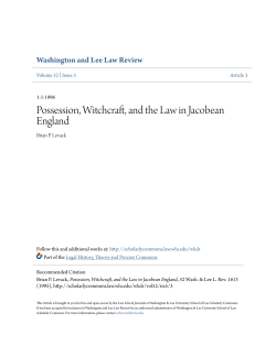 Possession, Witchcraft, and the Law in Jacobean England