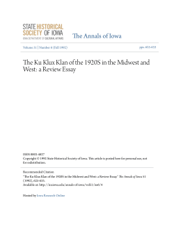 The Ku Klux Klan of the 1920S in the Midwest and West: a Review