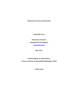 Democracy, Privacy and Security