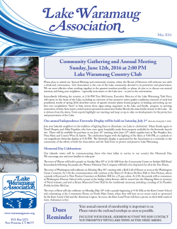 May 2016 Newsletter - Lake Waramaug Association