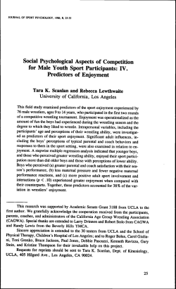 Social Psychological Aspects of Competition for Male Youth Sport
