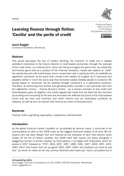 Learning finance through fiction: `Cecilia` and the perils of credit
