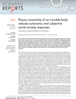 Illusory ownership of an invisible body reduces autonomic and