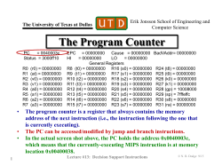 The Program Counter - The University of Texas at Dallas