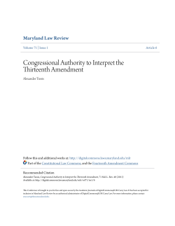 Congressional Authority to Interpret the Thirteenth Amendment