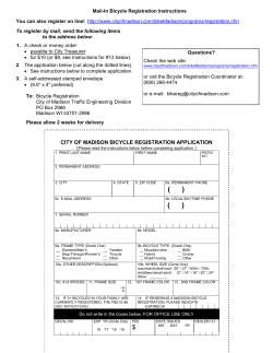 CITY OF MADISON BICYCLE REGISTRATION APPLICATION