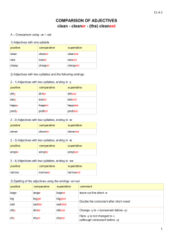COMPARISON OF ADJECTIVES clean - cleaner