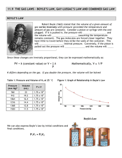 11.9 THE GAS LAWS &ndash; BOYLE`S LAW, GAY