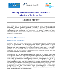 Building More Inclusive Political Transitions: A Review of the Syrian