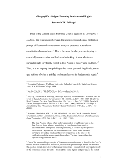 1 Obergefell v. Hodges: Framing Fundamental Rights Susannah W