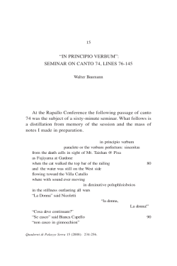 &ldquo;IN PRINCIPIO VERBUM&rdquo;: SEMINAR ON CANTO 74, LINES 76