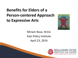 Benefits for Elders of a Person-centered Approach to Expressive Arts