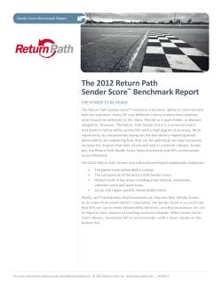 The 2012 Return Path Sender Score&trade; Benchmark Report