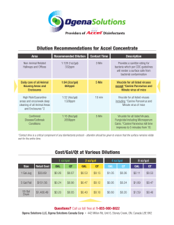 Dilution Recommendations for Accel Concentrate Cost/Gal/Qt at