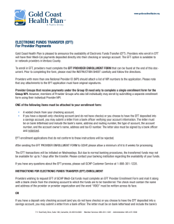 EFT enrollment form - Gold Coast Health Plan