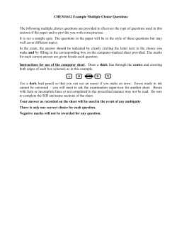 CHEM1612 Example Multiple Choice Questions The following