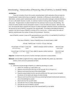 Stoichiometry &ndash; Determination of Percent by Mass of NaHCO3 in