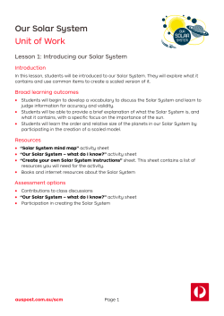 Our Solar System Unit of Work