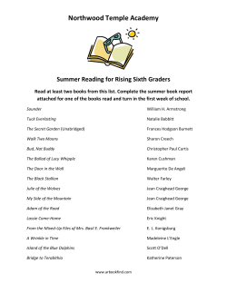 6th Grade Summer Reading - Northwood Temple Academy