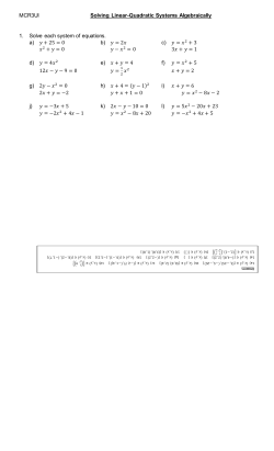 MCR3UI Solving Linear-Quadratic Systems Algebraically 1. Solve