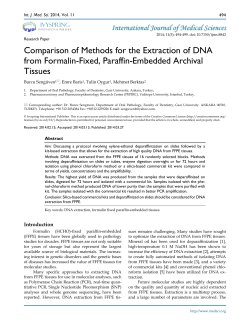 Comparison of Methods for the Extraction of DNA from Formalin