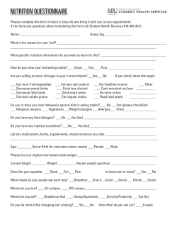 nutrition questionnaire - SIU Student Health Services