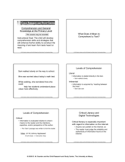 Comprehension and General Knowledge at the Primary Level What