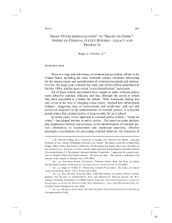 "Overcriminalization" to "Smart on Crime"
