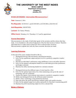 ECON2000 - UWI, Mona - The University of the West Indies