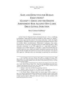 safe and effective for human executions? glossip v. gross and the