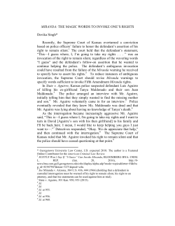 MIRANDA: THE MAGIC WORDS TO INVOKE ONE`S RIGHTS