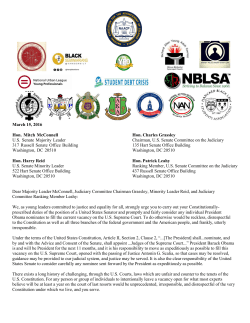 March 15, 2016 Hon. Mitch McConnell U.S. Senate Majority Leader