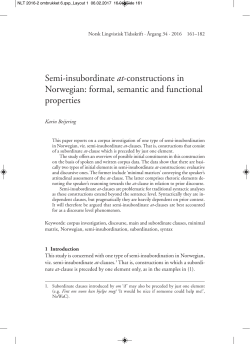 Semi-insubordinate at-constructions in Norwegian: formal