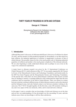 THIRTY YEARS OF PROGRESS IN CHITIN AND CHITOSAN